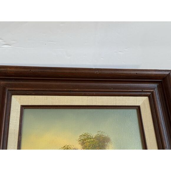 Vintage C. Cushman Original Oil Painting Signed Tree Boat Lake Landscape - Picture 15 of 16